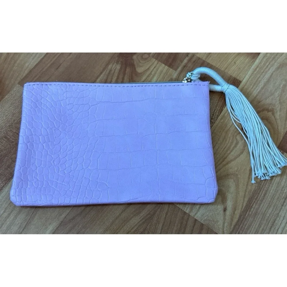 Pink faux-croc Makeup Holder Glam Bag‎